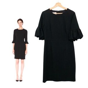 Donna Morgan Sheath Dress in Black w/ Ruffle Sleeves Size 10 Midi Length